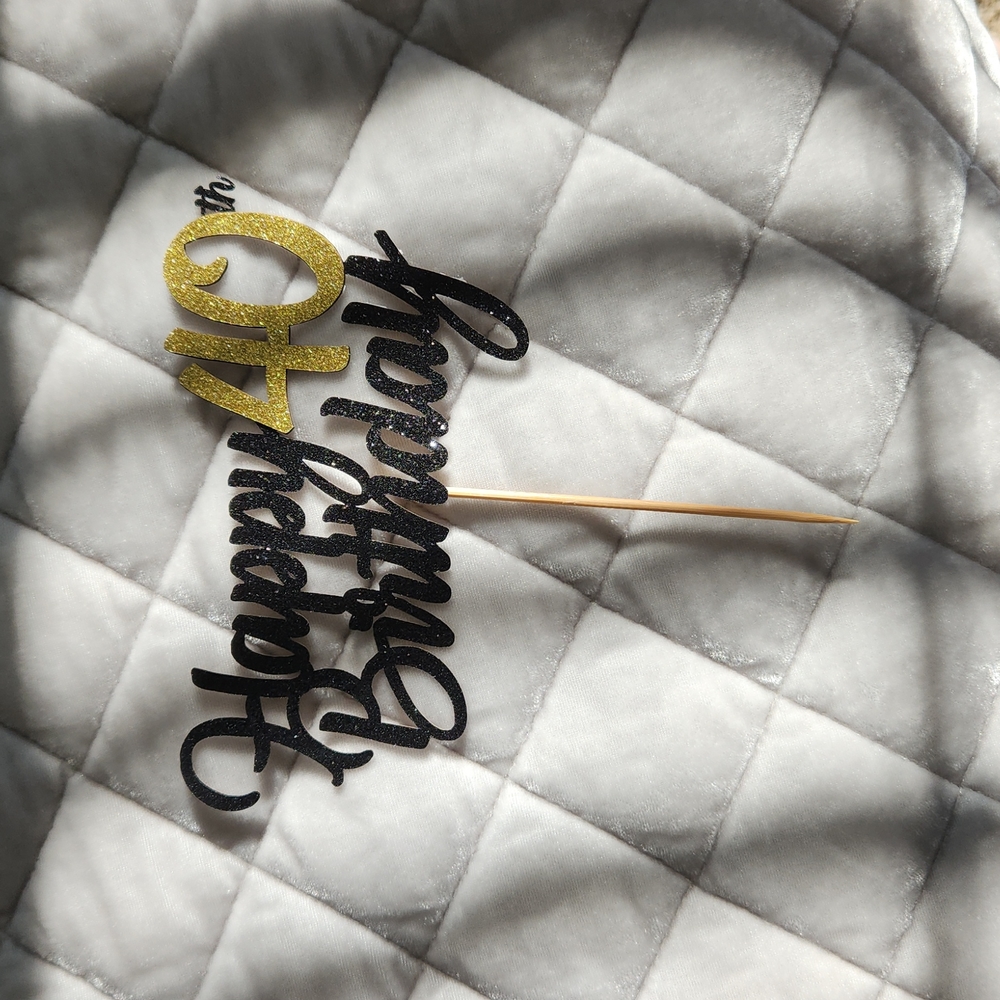 Happy 40th Birthday glittery cake topper